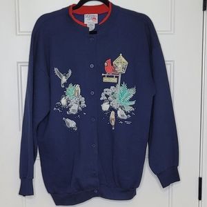 Womens Vintage L Morning Sun Sweatshirt with Bird Print
